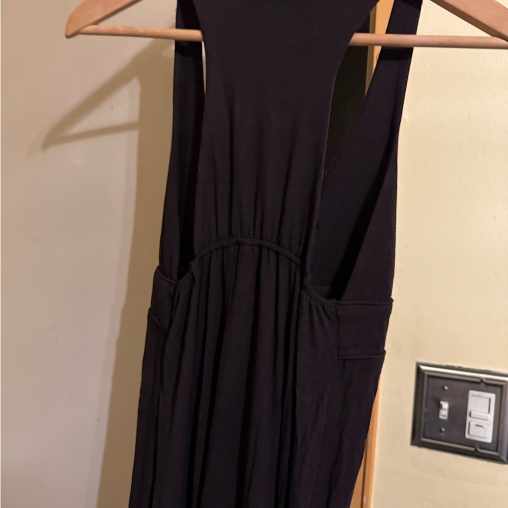 J. Crew Black Sleeveless Maxi Dress with Gathered Waist